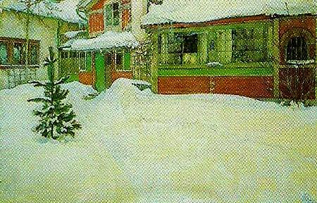 Carl Larsson stuga i sno oil painting image